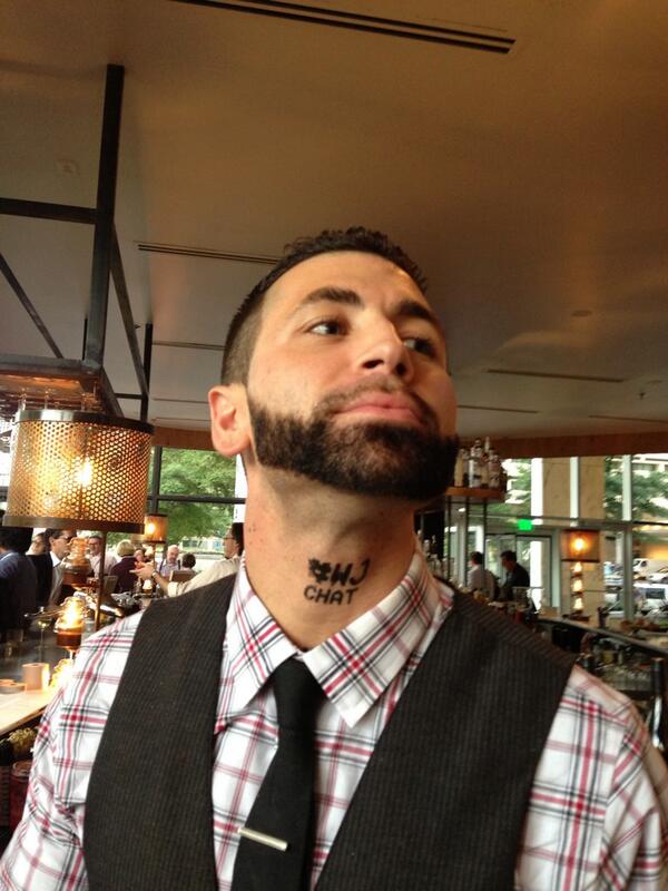 hashtagtees's tweet photo. #hashtag FTW RT “@marksluckie: Bartender at #WJchat event getting into the spirit of things with this neck tattoo http://t.co/GrBoU2QP65”