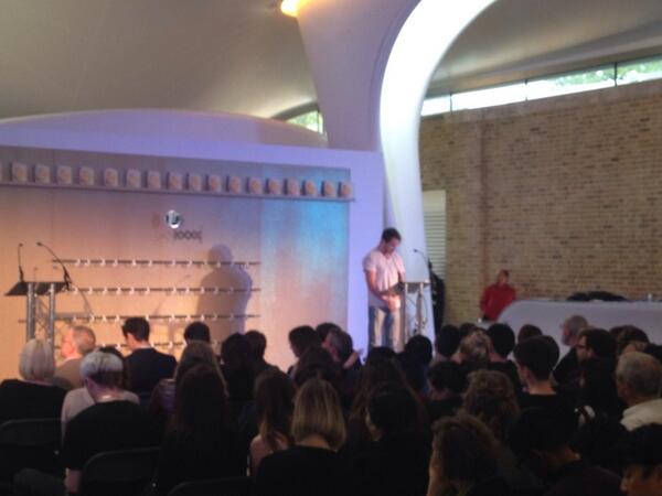 DLDConference's tweet image. Brad Troemel doing a one minute time-out in his rapid lecture, "so you can check your phones"#89plus #dld13