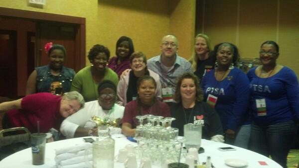 SarahDay24's tweet photo. A group of HSD PTA member at the start of General Mtg A, at Missouri PTA Convention. #MOPTA13 http://t.co/DpRokXrNNs