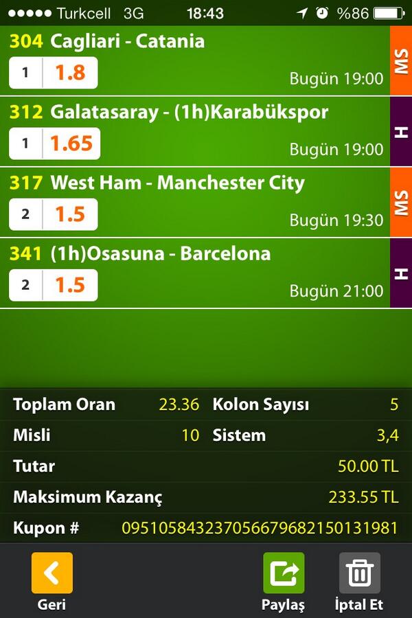 Bu aksama banko arayanlara gelsin. Acele edin maclar basliyor..