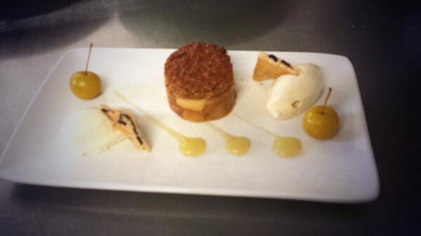 TheCommodoreOB's tweet photo. "@rbolt82: Aspall cider syllabub with textures of apple. Great work from our kitchen team :) http://t.co/LzbnVvgWJc"