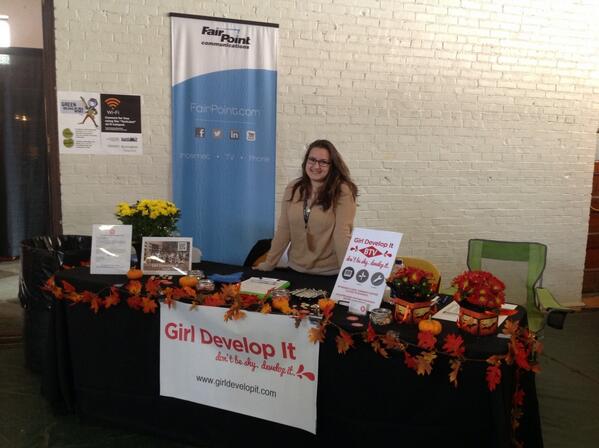 GDIBurlington's tweet image. @rstrashnick repping @girldevelopit at #techjam2013, special thanks to @fairpoint #BTV