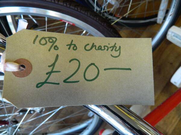 Our donated pre-loved bike prices include '10% to charity'