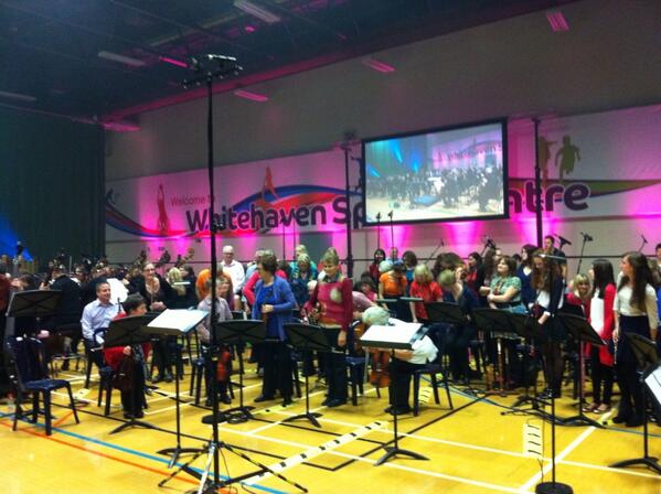 BBC_Cumbria's tweet photo. The Community Orchestra and Chorus takes a bow after a brilliant show with the BBC Phil in Whitehaven http://t.co/0qVNhwyOan