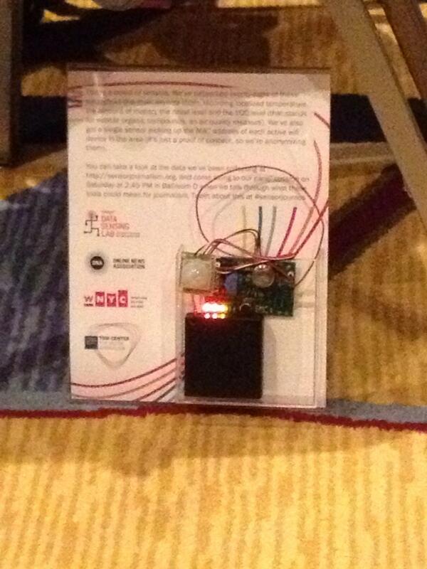 emilybell's tweet image. One of our #ONA13 sensors which are part of a TowKnight project @TowCenter @columbiajourn #sensorjournalism
