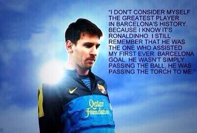 “@GeniusFootball: Messi on Ronaldinho. #Legend ”
