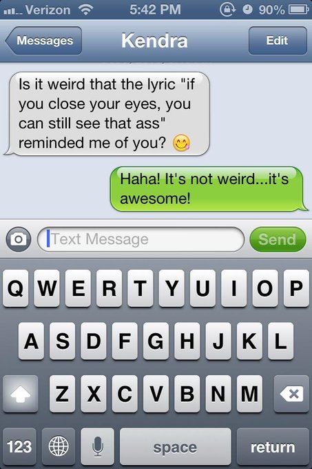 I just got this text from my 21 year old daughter about my BUTT! 😜 Hilarious! #BootyHadMeLike http://t<a href="/tag/bootyhadmelike"class="tags"><span>#bootyhadmelike</span></a>