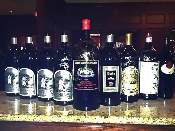 DelFriscosLV's tweet photo. Large format anybody? @SilverOak @duckhornwine @farnientewinery @ShaferVineyards #wine #delfriscos #vegas http://t.co/ROGgcMOTNN