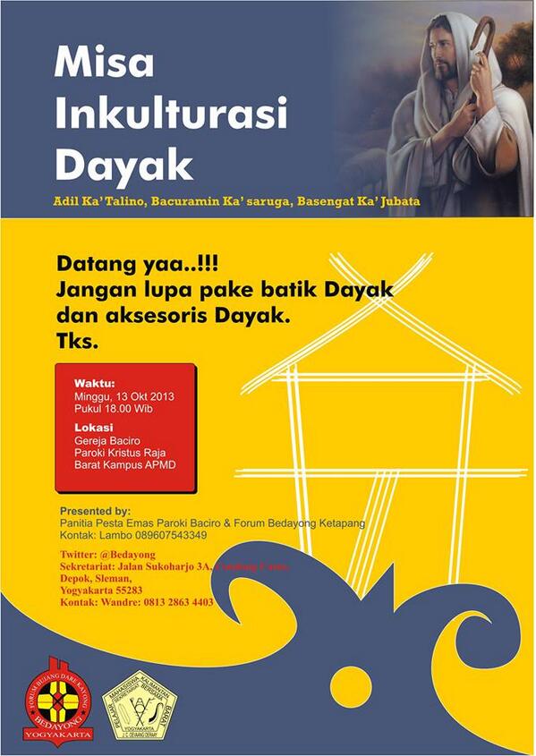 MISA INKULTURASI DAYAK
GEREJA BACIRO
<a href="/Bedayong/">Forum Bedayong</a>
