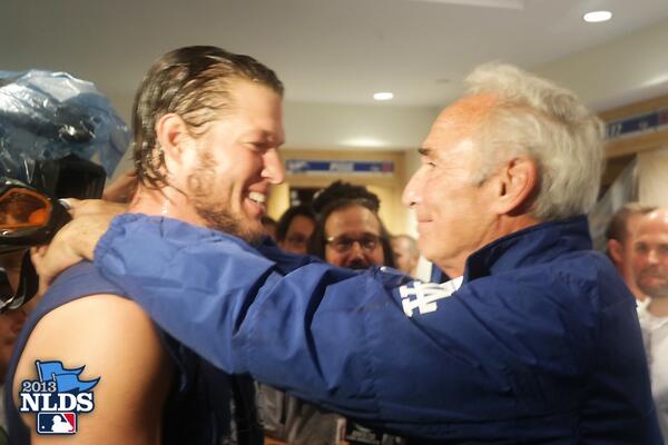 DodgersBeat's tweet photo. The baton has been passed! #Dodgers RT @MLB: Kershaw. Koufax. Bliss. http://t.co/fn21mKAZbY