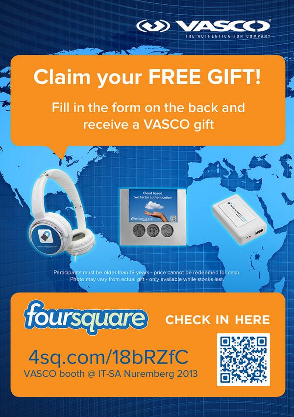 Register for a #VASCO speaker session at #itsa2013 and claim your free gift! news.vasco.com/IT-SA2013
