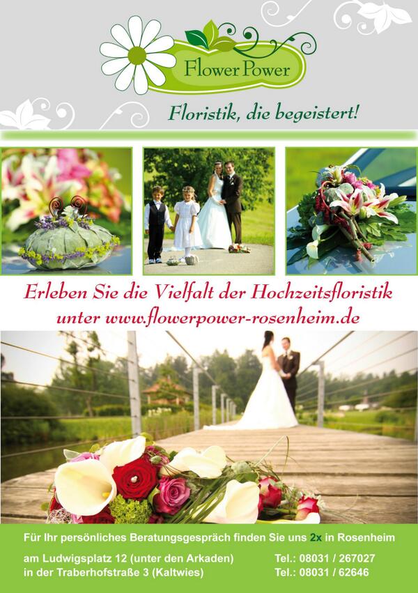 Das Hochzeits-Gutscheinbuch für RO/CH erscheint demnächst!
  Gutschein-Wert: 50 € - Flower Power in Rosenheim!