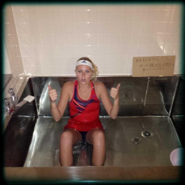 KikiMladenovic's tweet photo. Happy to get the W today #Osaka #HPOpen #superhumidconditions #icebath #recovery Thanks for ur msgs!! http://t.co/wl7BlrzohB