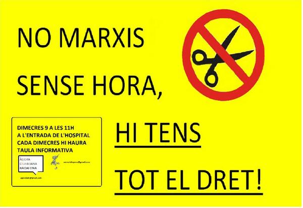 PROU RETALLADES! PROU MANIPULACIONS LLISTA D'ESPERA!
Demà 9 Oct 11h Porta Ppal H.Can Ruti <a href="/InfoColoma/">InfoColoma</a> <a href="/ARAGramenet/">ARA Gramenet</a>