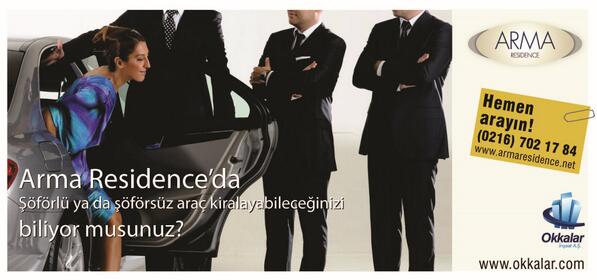 Arma Residence'da oturanlar 7/24 şoförlü ya da şoförsüz araç kiralayabilirler