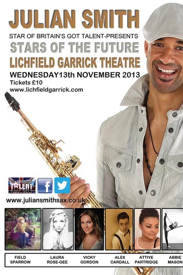 Im performing alongside Britains got talent star Julian Smith.. Would love to see you there, Itll be a great show !