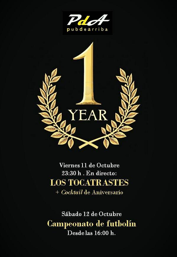 PubdeArriba's tweet photo. Primer Aniversario de @PubdeArriba #1añohadadoparamucho http://t.co/Pr81hEWl1t