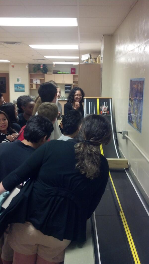 RCMSPanther's tweet image. Students in diversified tech test their model cars which had to be stylish and withstand a crash #IBdesigncycle