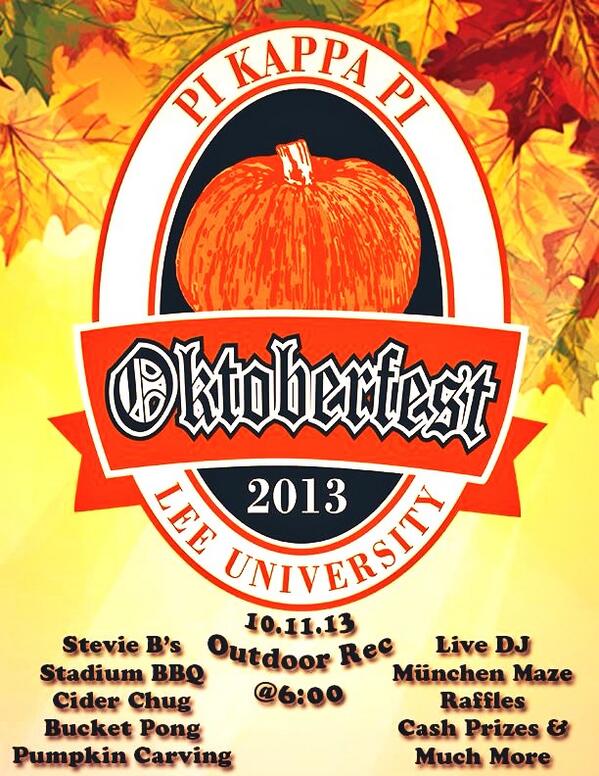 Come out to Pi Kappa Pi's Oktoberfest this Friday at 6 pm on the outdoor courts! #Oktoberfest13
