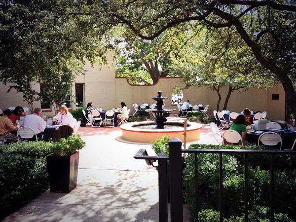 ESC13Conference's tweet image. Lunch on the McKenzie-Merket patio this afternoon was quite a treat. Under the trees and wonderful weather.