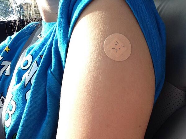 I got a shot today and my mom drew this on my bandaid #supportiveparent