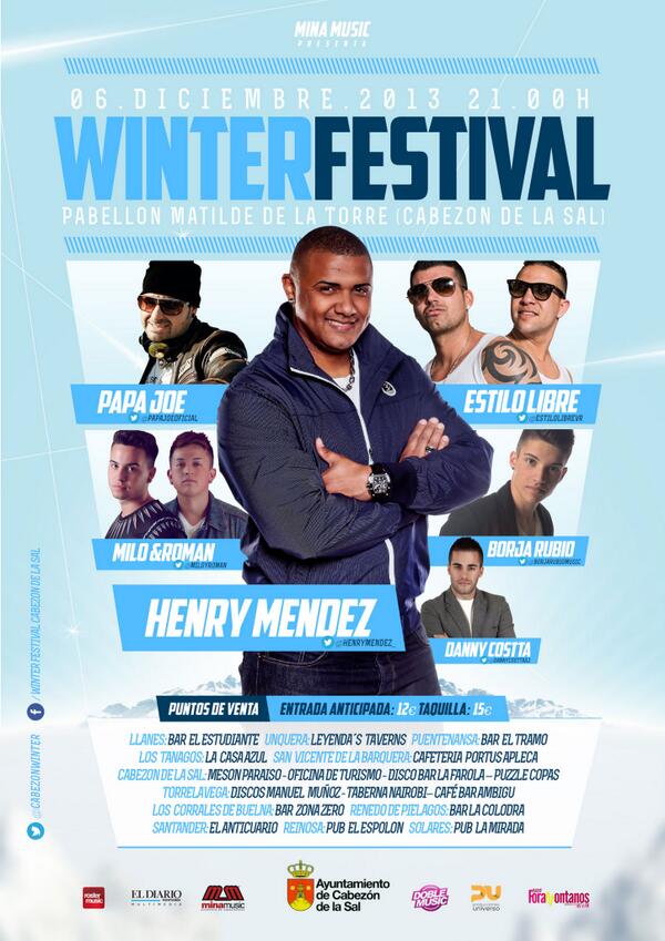 Bueno pues aqui esta ya el cartel definitivo del Winter Festival para el proximo 6 de diciembre en Cabezon de la Sal