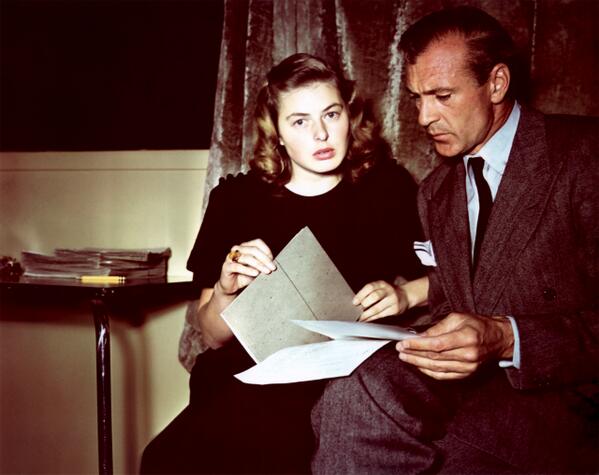 coophem's tweet photo. #Garycooper and #ingridbergman Off Camera Shot. http://t.co/TiUQxhY2hf: #TheTrueGen. #hemingway #forwhomthebelltolls http://t.co/Ss6gE0JgAY