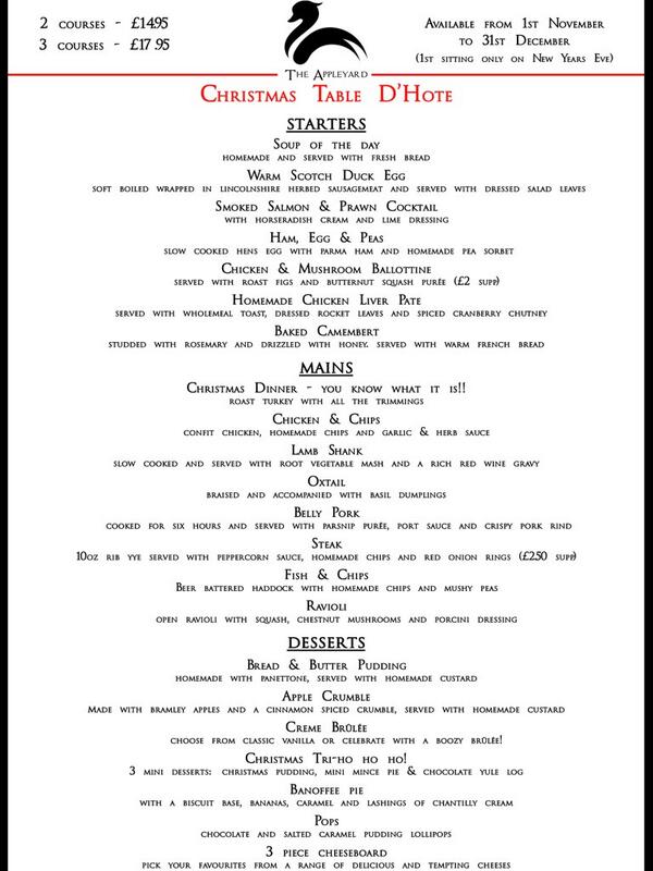 Our Christmas menu.
Booking recommended-01704 212400
<a href="/SeenInSouthport/">Seen In Southport</a> <a href="/LoveSouthport/">Luke Southport</a> <a href="/disc_southport/">Discover Southport #discoversouthport</a> <a href="/insouthport/">In Southport</a>
