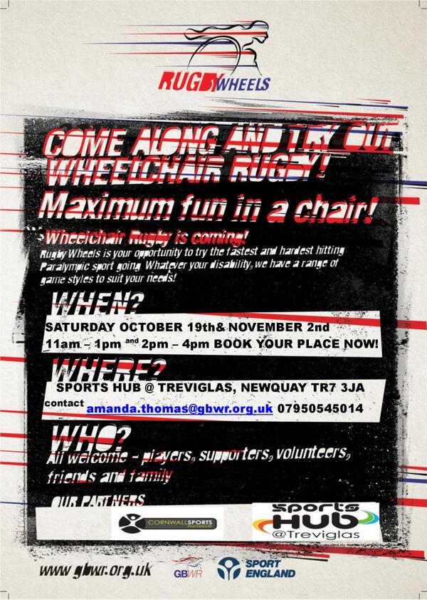 TreviglasSports's tweet photo. Wheelchair Rugby comes to @TreviglasSports October 19 &amp; November 2. To book contact amanda.thomas@gbwr.org.uk http://t.co/eTezMSS2GO