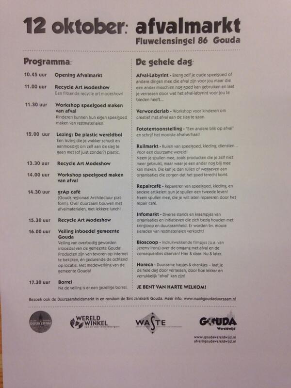 Ook hier zijn we natuurlijk van de partij. #afvalmarktgouda 12 oktober 2013