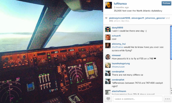 Lufthansa_USA's tweet photo. A2. Camera phones + Instagram :) That's what made #PilotDiary possible - search the tag! #TWChats http://t.co/adFfvKeYDZ
