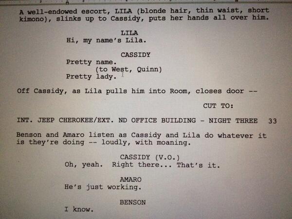 warrenleightTV's tweet photo. #DisturbingSVUScriptPageSpoiler for tonight's #Bensidy ep. 9pm. #YouLikeToWatch http://t.co/qoRklMvl5D