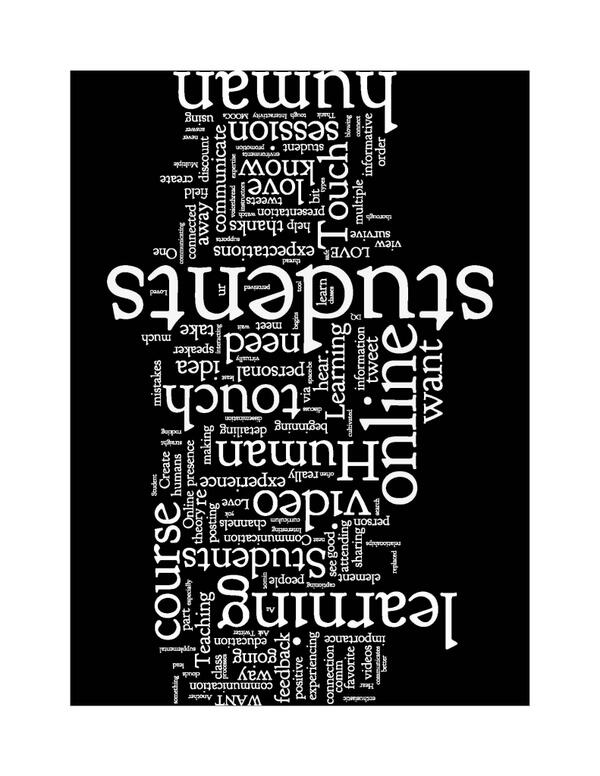 dynamicjill's tweet image. #wordle of @impromptuguru Twitter feed from @teachprof #TPtech conference last weekend. #elearning #humantouch