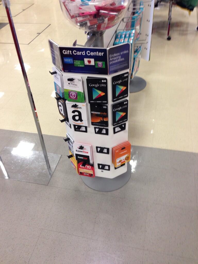 a display of gift cards