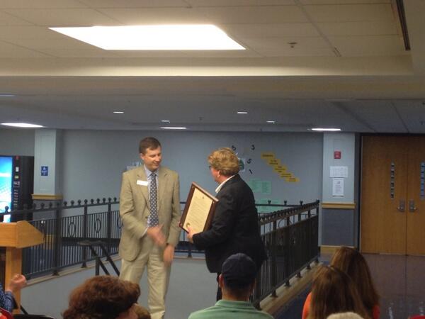 laduefoundation's tweet photo. Scott Saunders, Creve Coeur Council president, presents proclamation to Dr. Donna Jahnke. http://t.co/WVueAKJ8QS