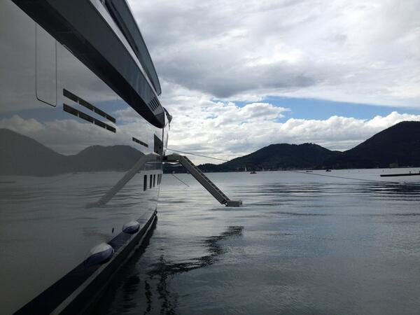 NauticalStruct's tweet image. Our custom side accommodation stairway deployed during the SAT of the 73m Grace E.   Perini Navi is impressed!