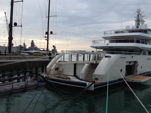 NauticalStruct's tweet image. Our 10.75-m passerelle deployed in La Spezia from the 73m M.Y. Grace E.  First impressions matter!