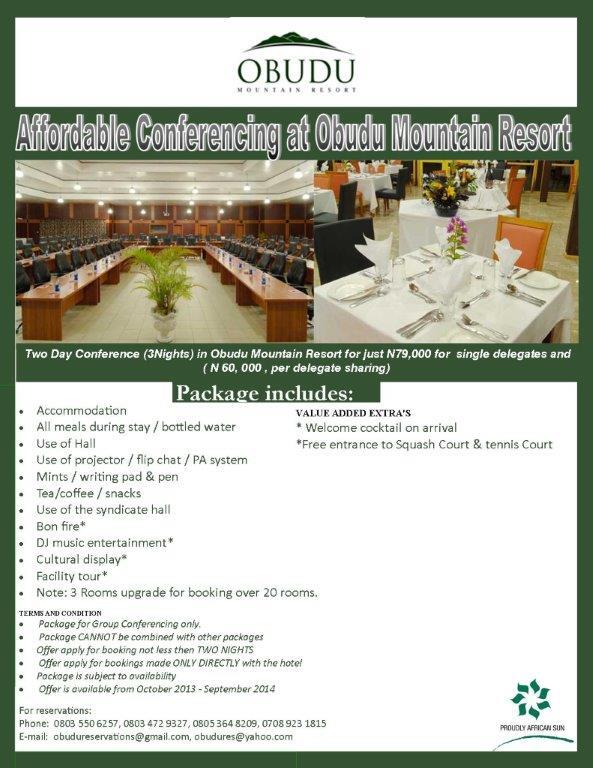 AMAZING CONFERENCE OFFER FROM THE BEST RESORT IN NIGERIA