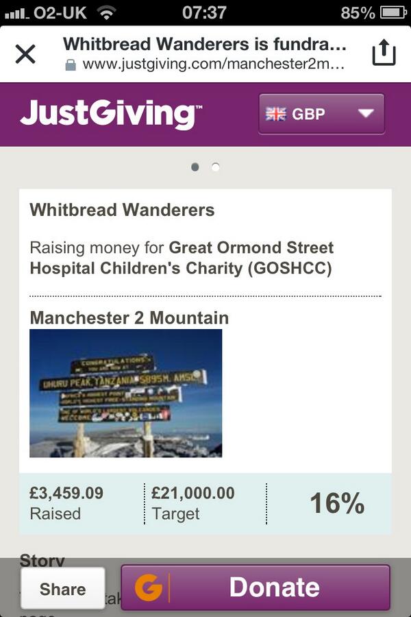 mcr2mountain's tweet photo. 16% of total raised @GreatOrmondSt. Can we make 20% by the end of the week?? http://t.co/dEcAfqhEkr