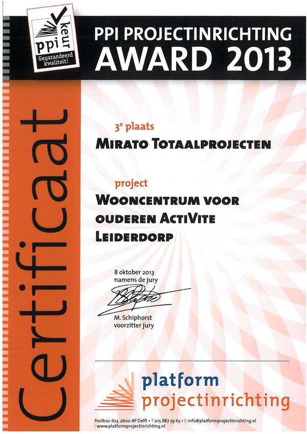 Mirato_TP's tweet photo. Mirato is met project #Activite-Ommedijk 3e geworden bij de #PPI-Award 2013. Wij zijn blij met dit mooie resultaat! http://t.co/QKHuLyUFPu