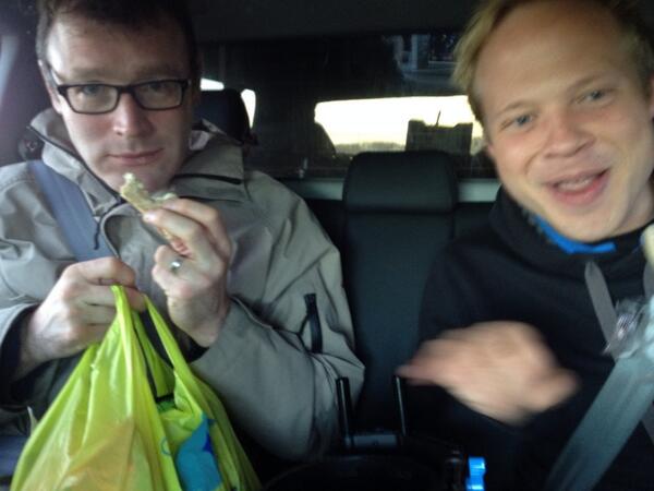lamedia_uk's tweet photo. Another shoot day = another breakfast in the back of the car...the very glamour #filming http://t.co/K7aKmWMRqY