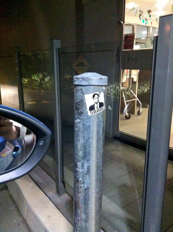 JonnyLonny's tweet image. Spotted in a McDonalds drive-thru in country Victoria... @rainnwilson #randomspot #whousesstickers