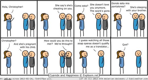 ohmytranslation's tweet image. Watching soap operas in another language doesn&apos;t make you a #translator...