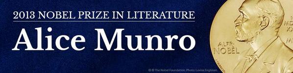 2013 노벨문학상은 캐나다 출신의 여류 작가 앨리스 먼로에게 돌아갔군요! 무라카미 하루키와 조이스 캐럴 오츠가 유력하다는 관측을 뒤엎고 노벨위원회는 단편의 귀재 앨리스 먼로를 선택했습니다 :)