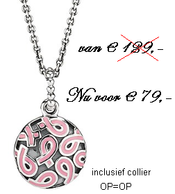JuwVrielink's tweet photo. Nu in kader van de Borstkankermaand
De borstkanker hanger incl. collier van Pandora nu van € 129,- voor €79,- (op=op) http://t.co/H9nP09x9Oq