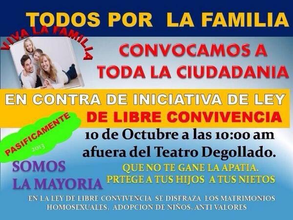 edelamm's tweet photo. Manifestación "pasifica" [sic] contra la ley de Libre Convivencia. De seguro fueron los fans de @Joletteoficial http://t.co/6rbdHVkrGv