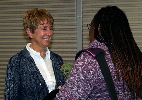 Senator Nancy Greene Raine networking with our students yesterday #DeansSpeakerSeries