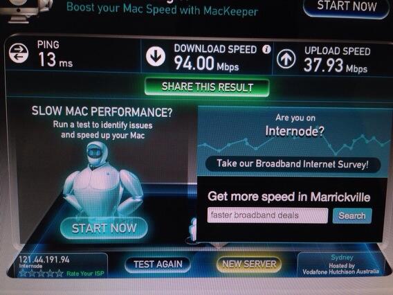 heardfm's tweet photo. SPEEEED - NBN on @internode in #coffsharbour rocks! http://t.co/4HPifAa2iz