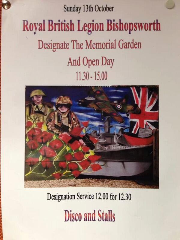 RBLegion's tweet photo. Sunday 13th October the Legion is having an open day to designate the memorial garden. Disco and stalls. http://t.co/Oe7tRD4cvk