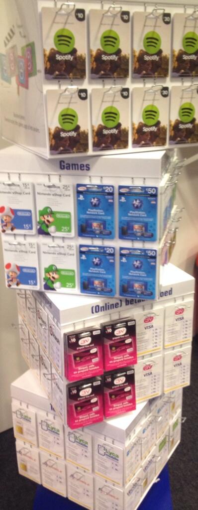 Eindelijk zijn ze er ;-) bij ons te koop #Spotify maar ook #3V #Apple #PS #Nintendo #Ukash #Beltegoed #PrimeraHoorn